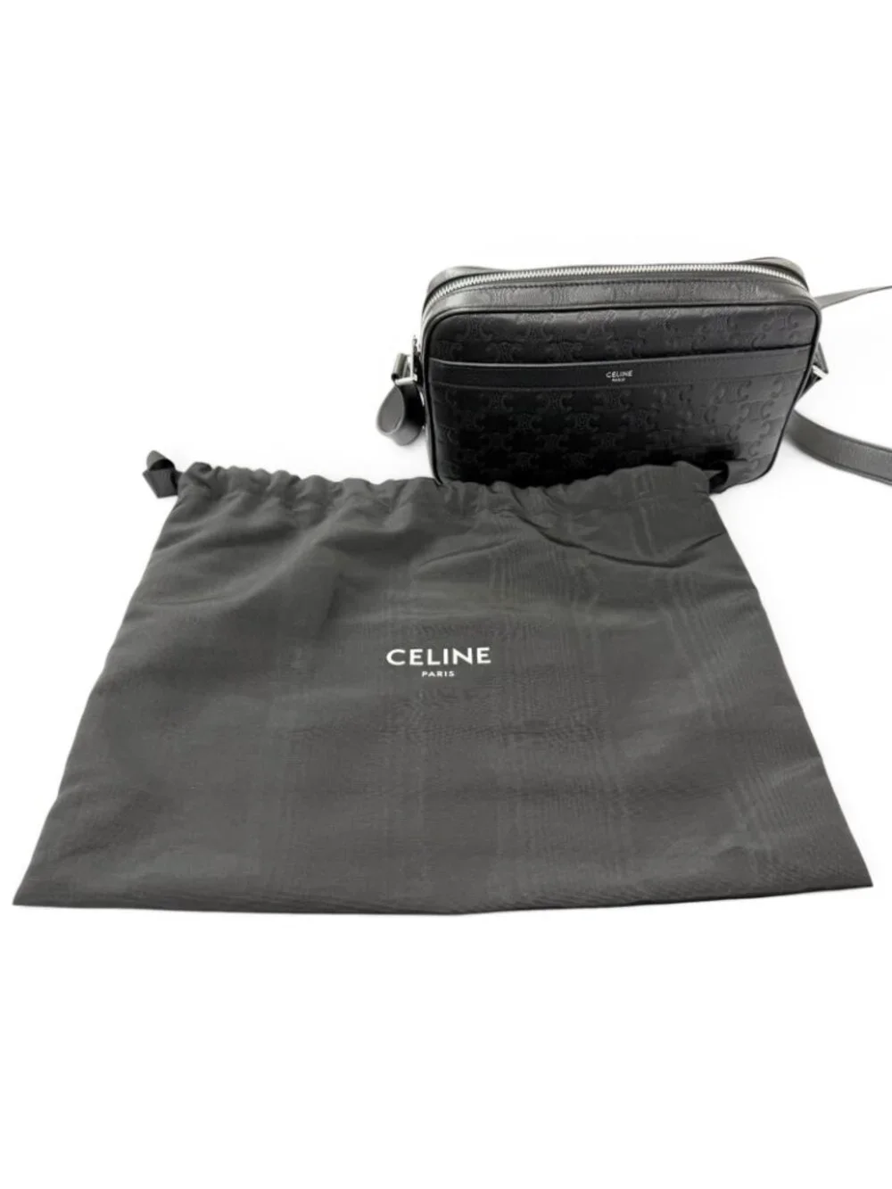 Celine Horizontal Messenger Leather Triomphe Medium Shoulder Bag